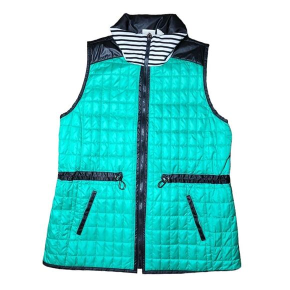 Chico's Zenergy Vest Womens Size 1 Green* Black Quilted Full Zip. See Details - Picture 1 of 6